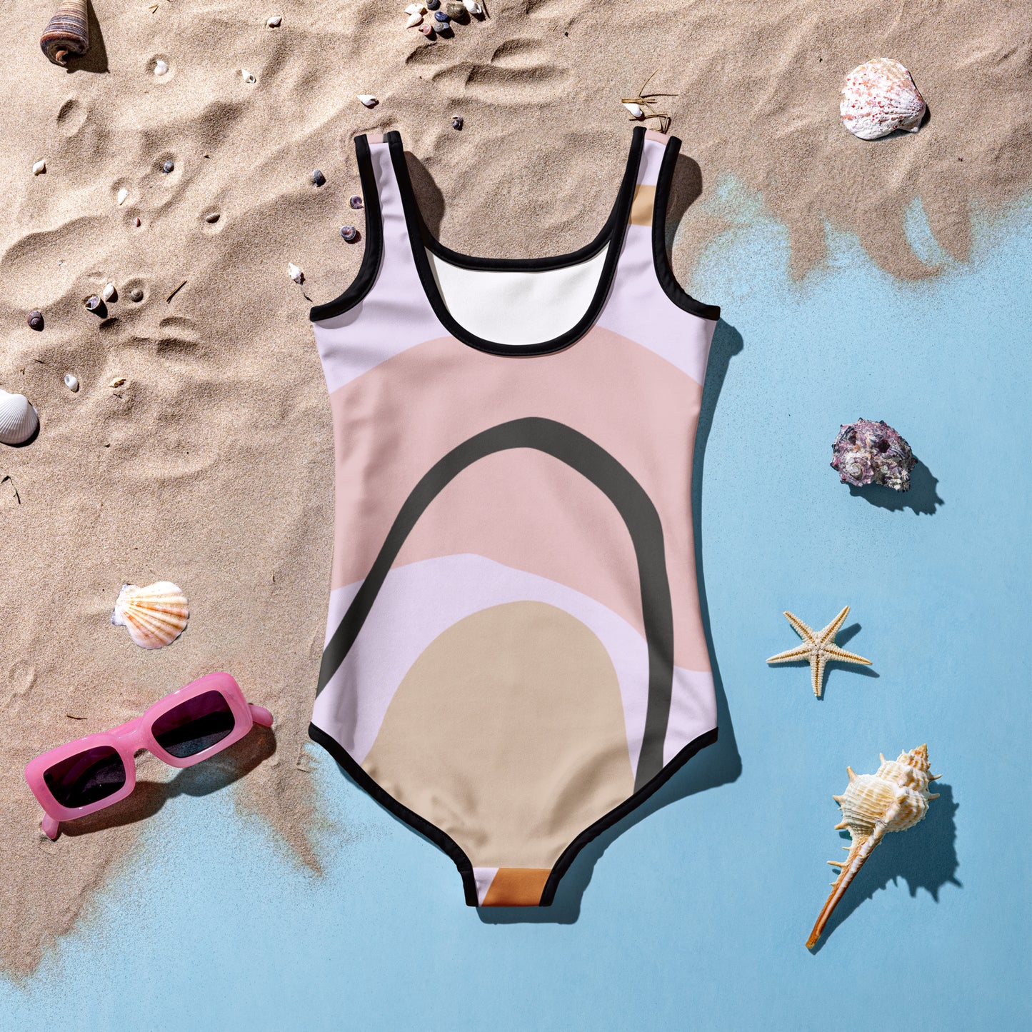 Scribble All-Over Print Kids Swimsuit