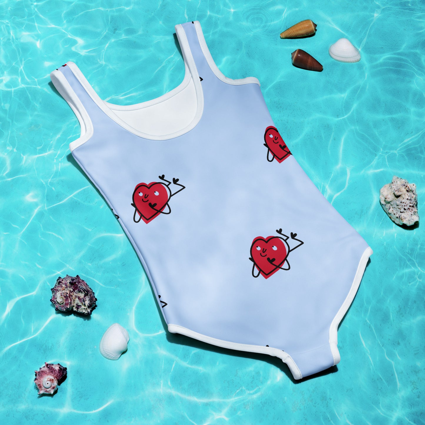 Heart All-Over Print Kids Swimsuit