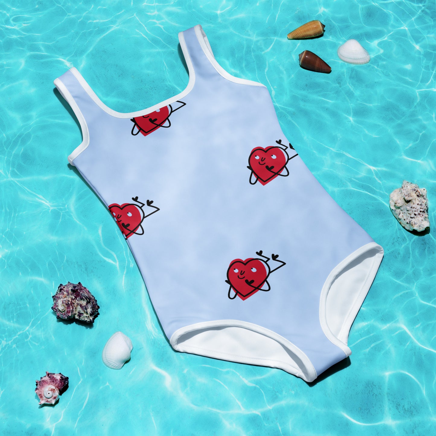 Heart All-Over Print Kids Swimsuit